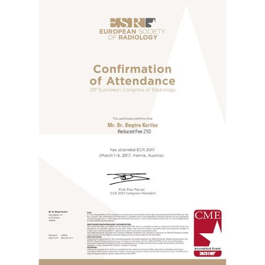 ECR 2017 Confirmation of Attendance CME