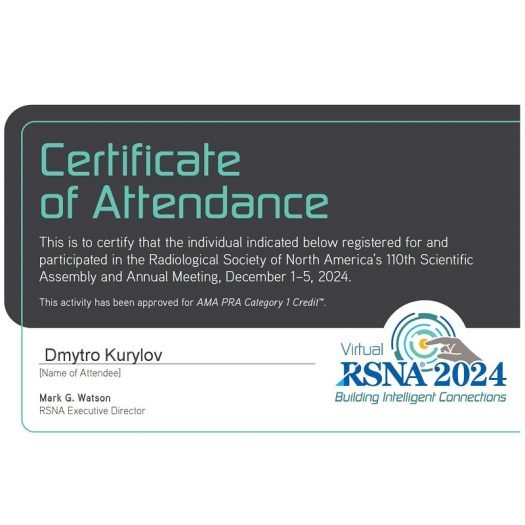 RSNA 2024 CERTIFICATE OF ATTENDANCE WEB