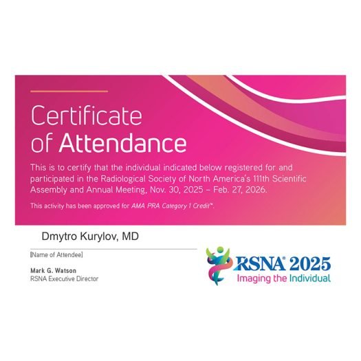 RSNA 2025 CERTIFICATE OF ATTENDANCE Virtual